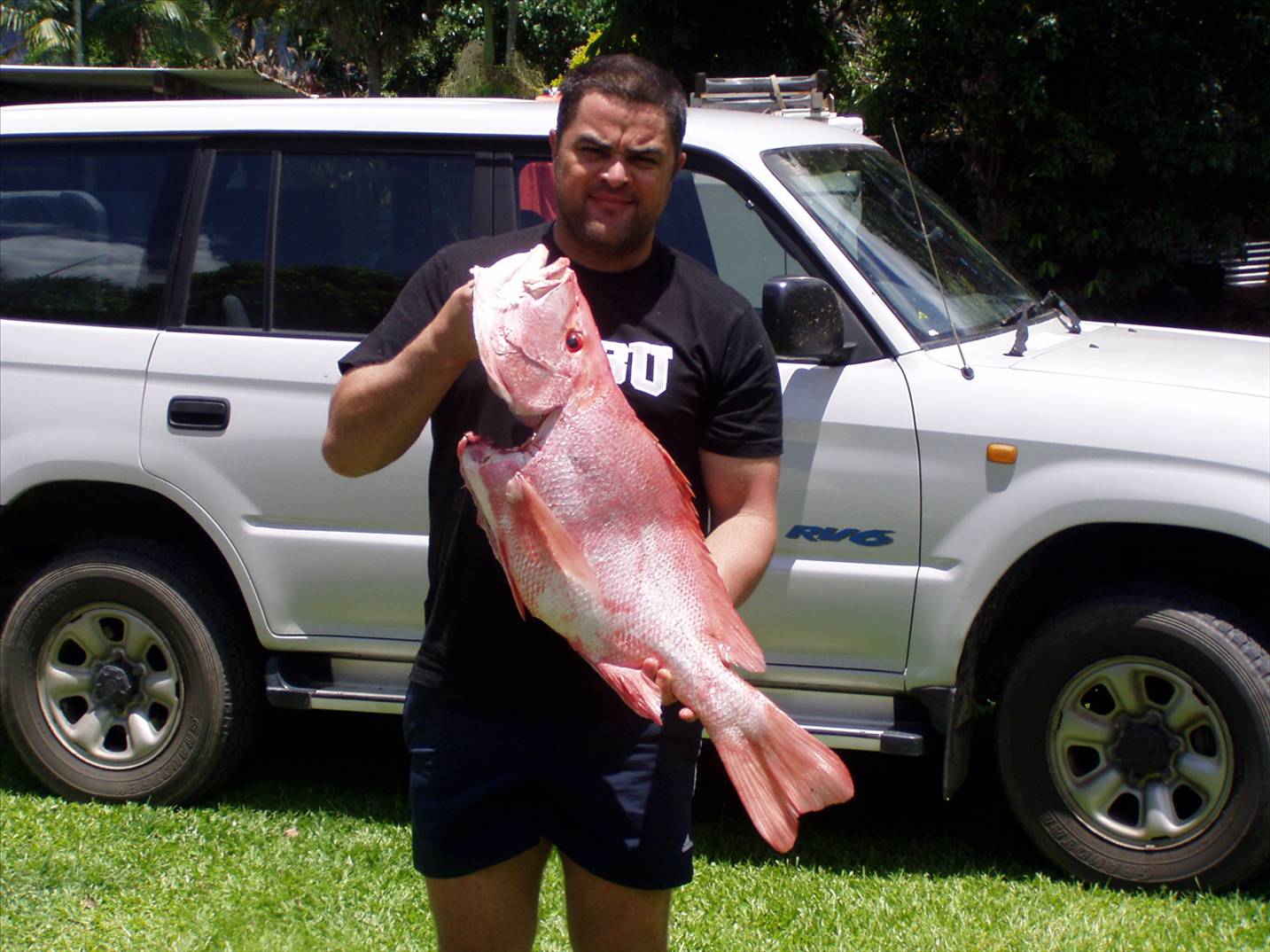 my son and me with some nice big mouth reds
