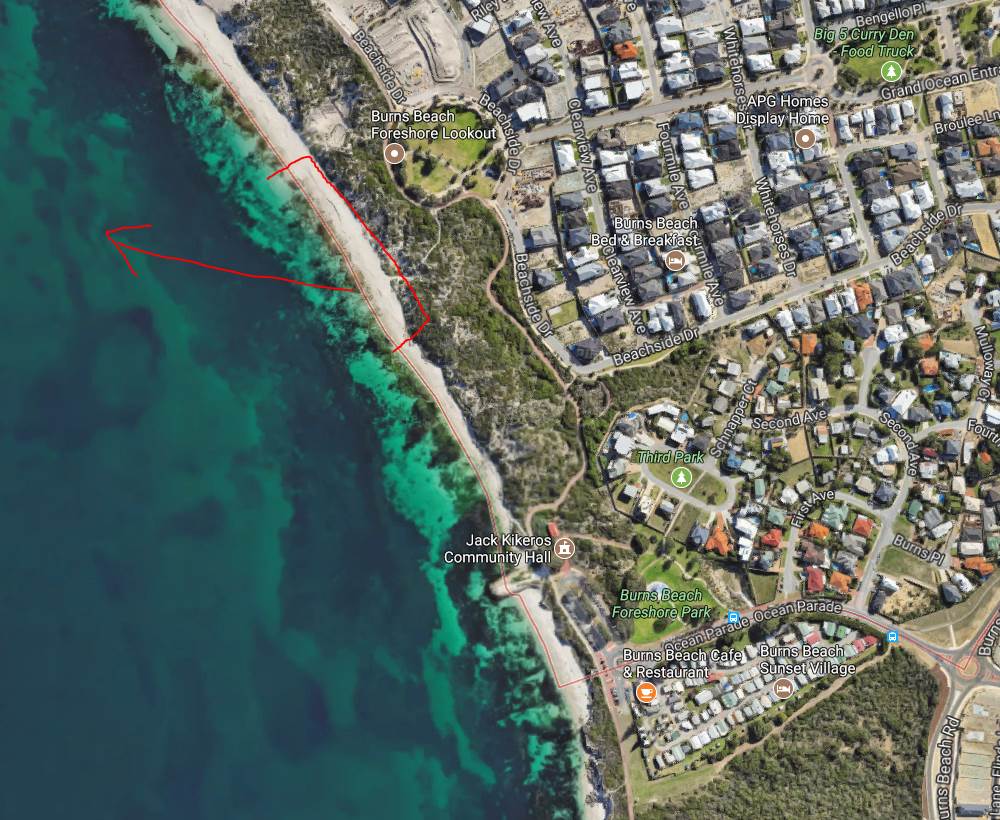 Burns beach possible kiting spot