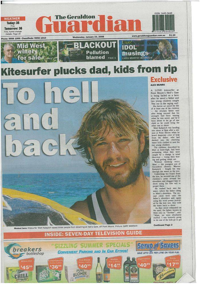 Mat Kalajzich on the front page!