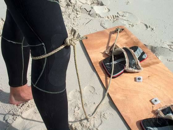 How NOT to wear a board leash.....