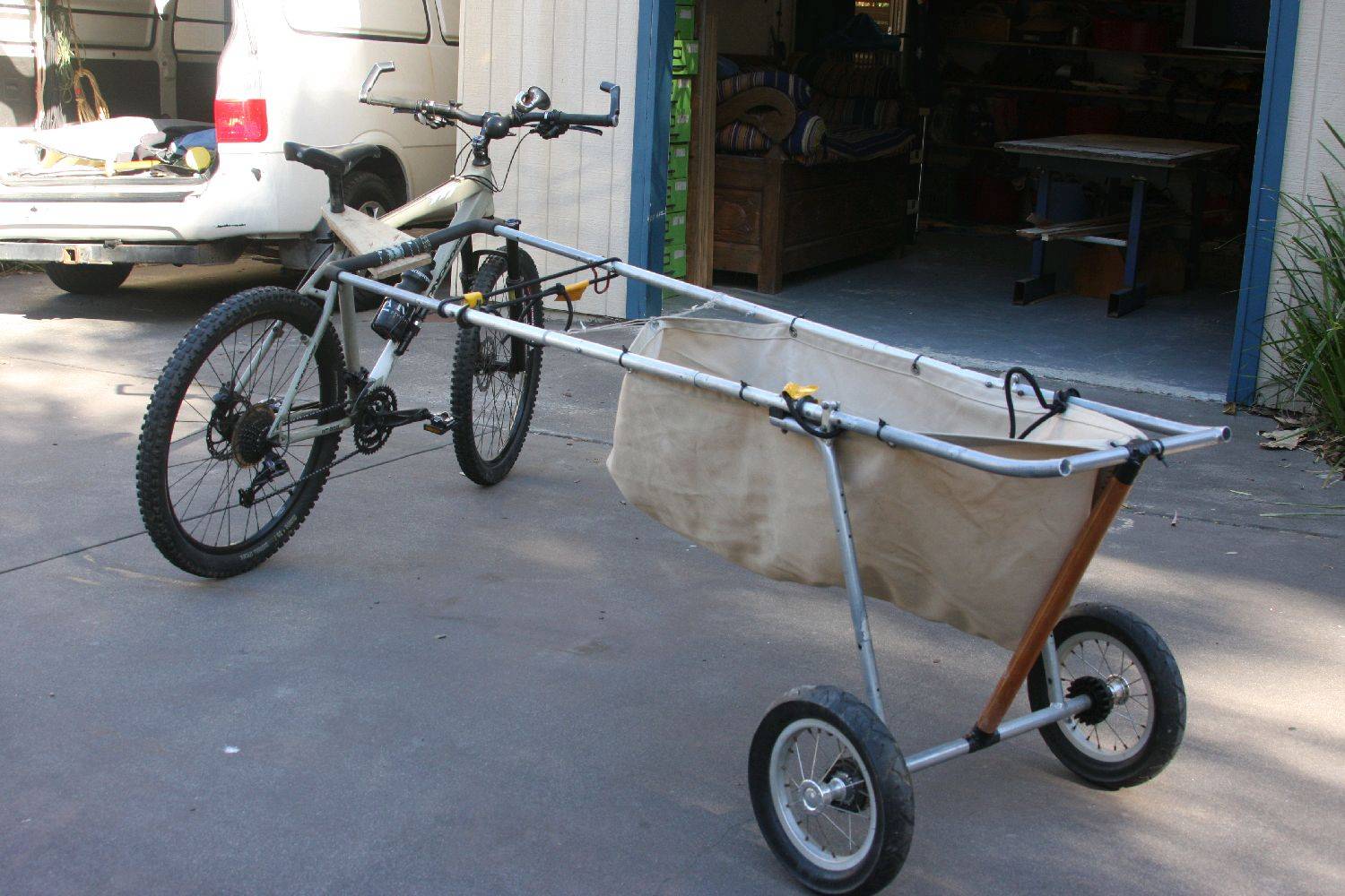 converted pram and telescopic side arm for kite or sup.....