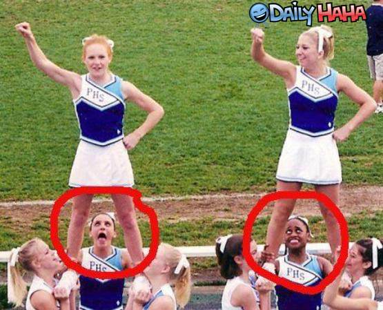 weird face cheerleaders