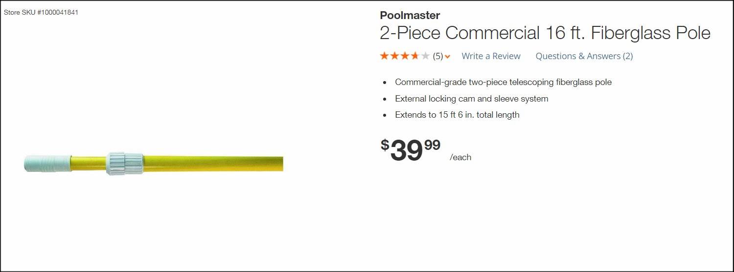HOME DEPOR SWIMMING POOL FG POLE