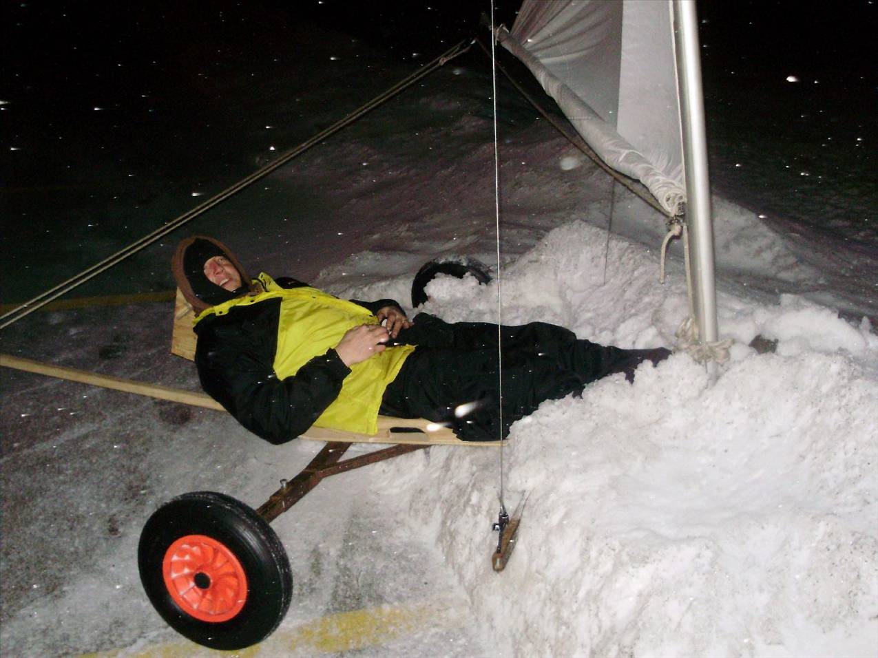 High speed crash into snow bank
