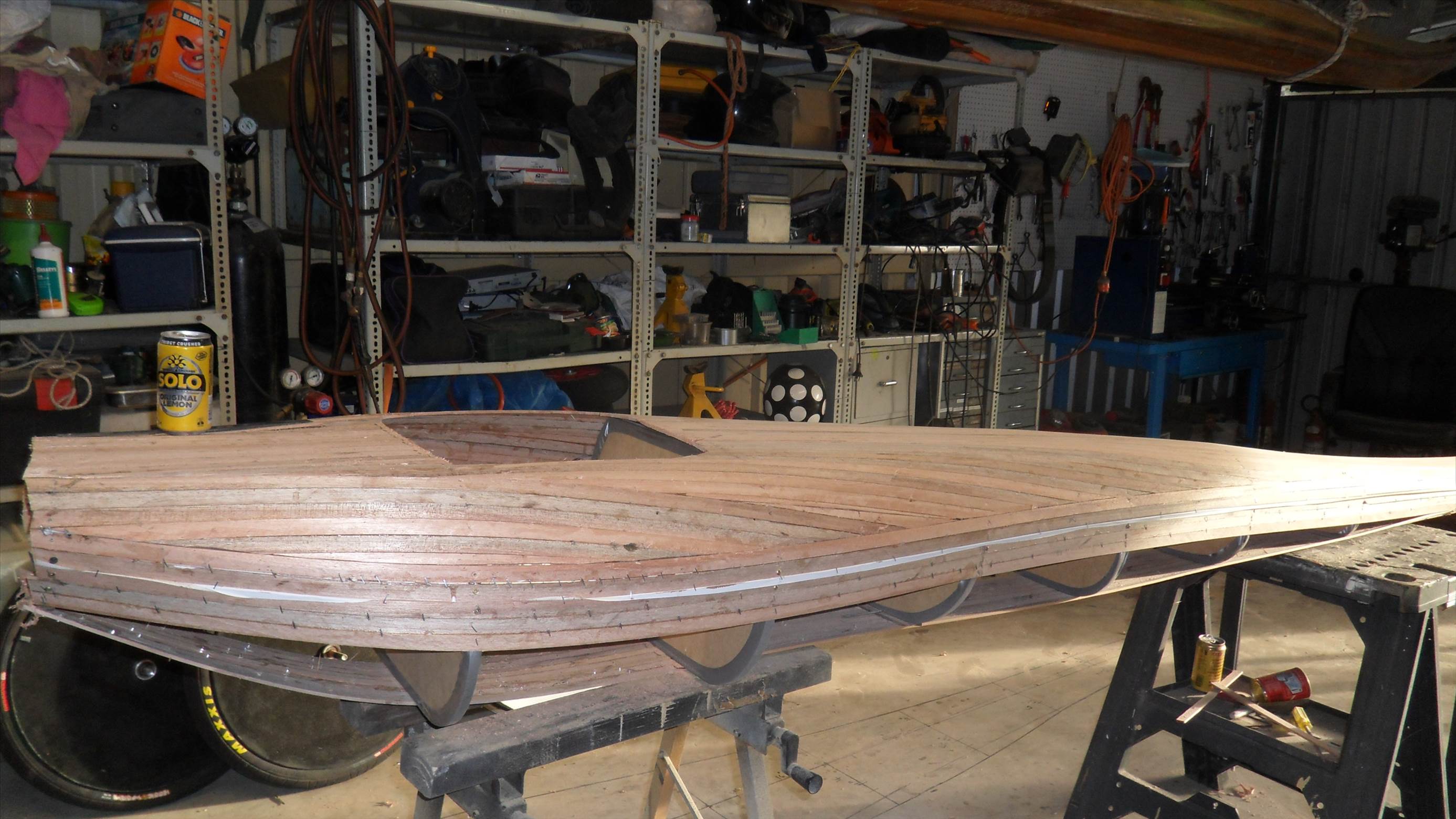top of class3 hull. sanding and fairing