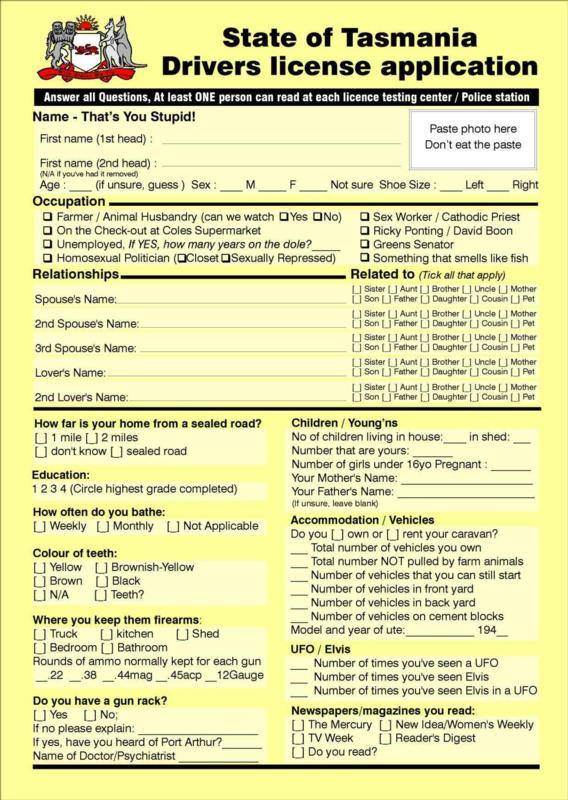 1a Tassie licence application