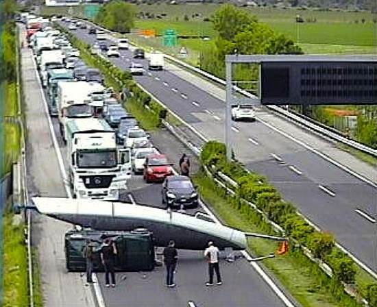yacht on freeway