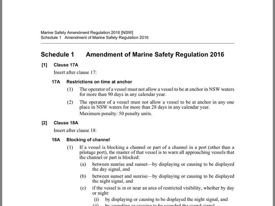 90 Day Anchor limit NSW