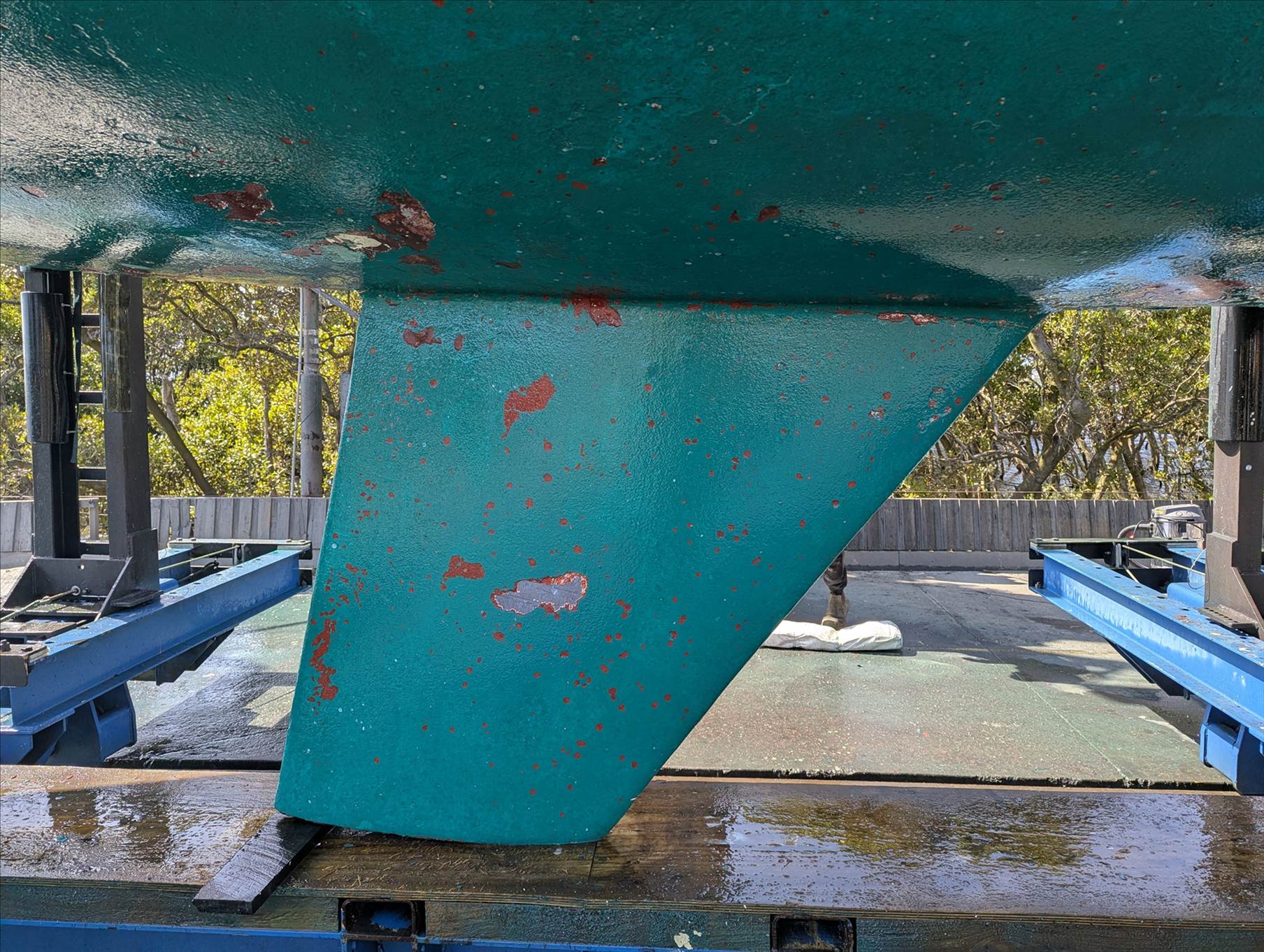 Below waterline after pressure wash