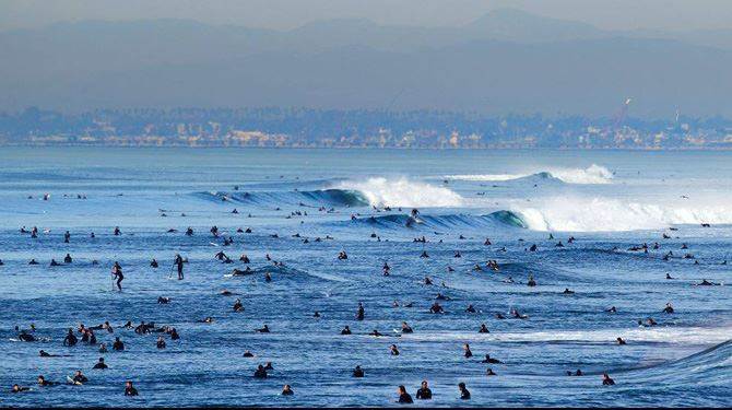 Crowded surf