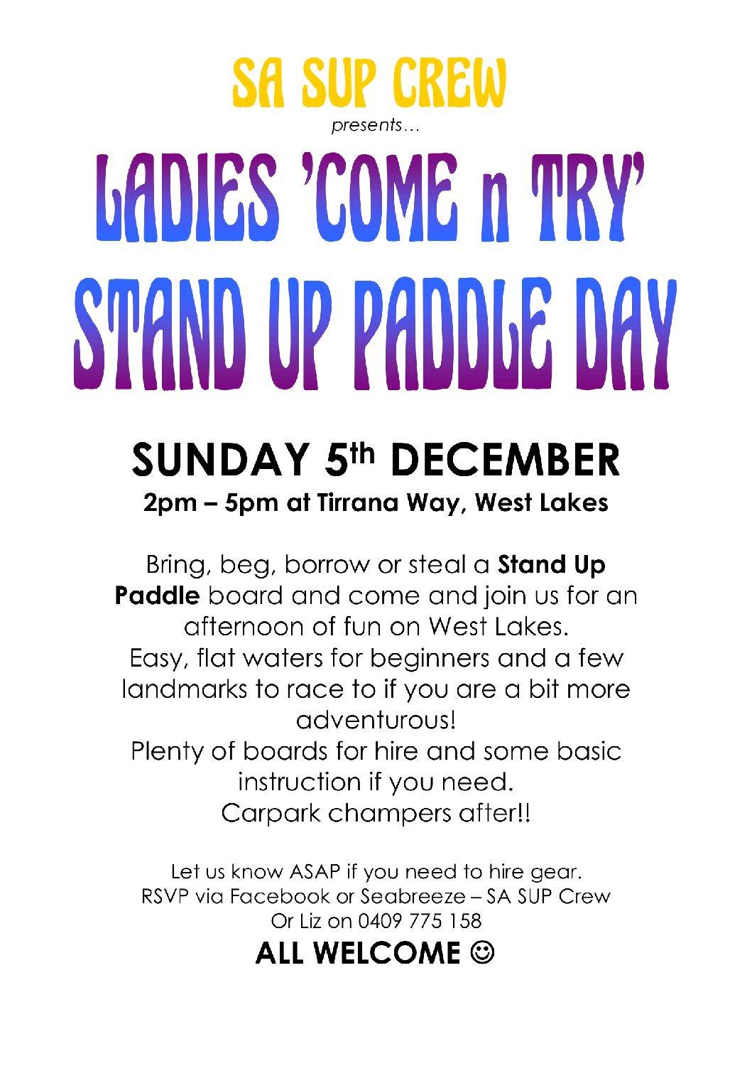 Flyer for Ladies SUP day