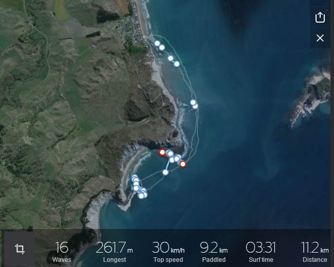 GPS image from the surf action above