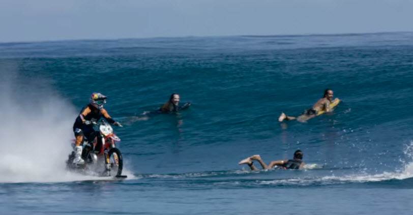 Motorcycle on wave