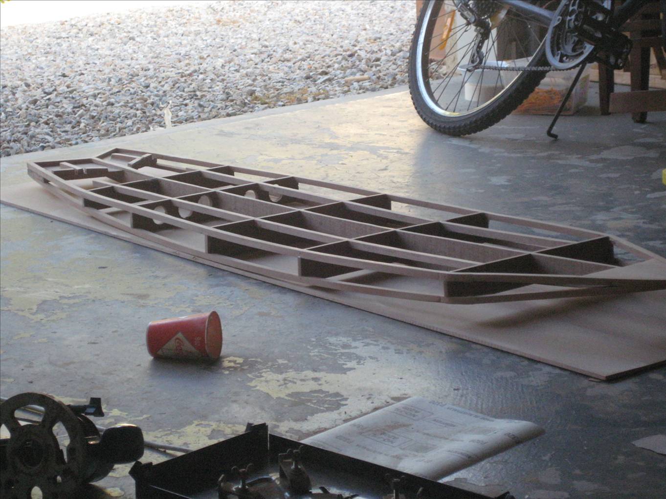 frame on top, deck underneath.