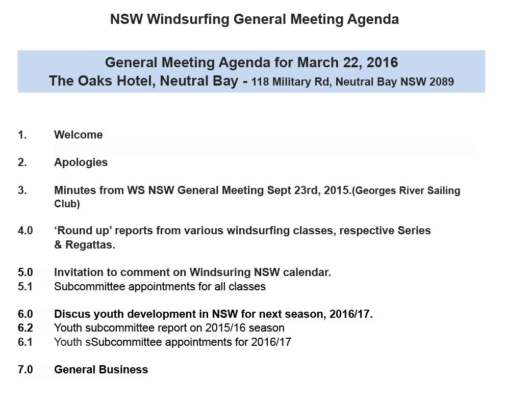 WNSW GM Agenda