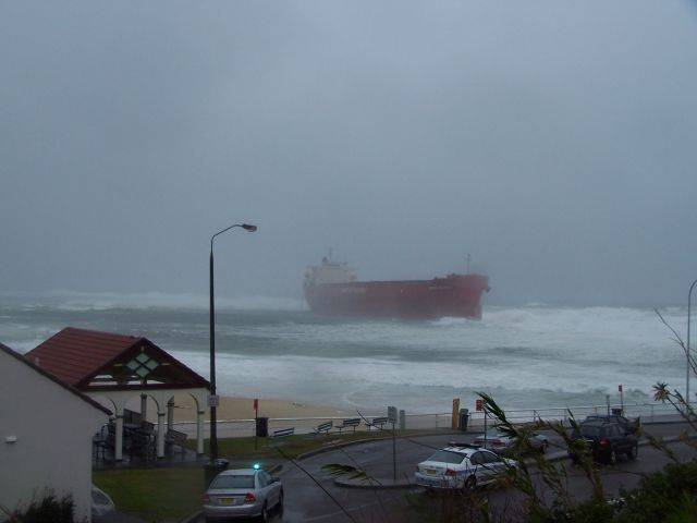 Coal ship stuck @ Nobbys beach