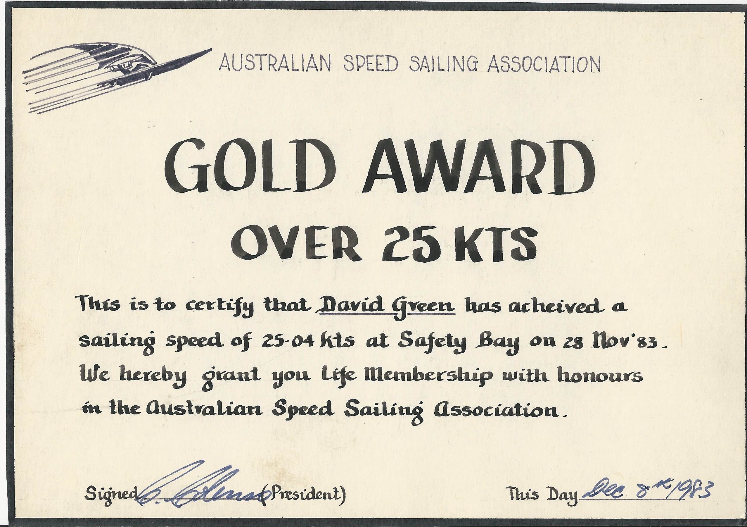 Really Old Speed Award