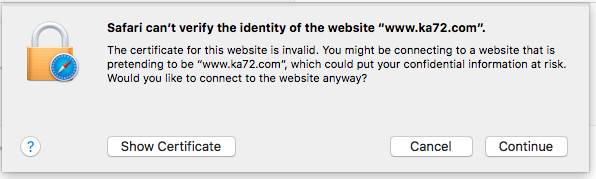 KA 72 website warning