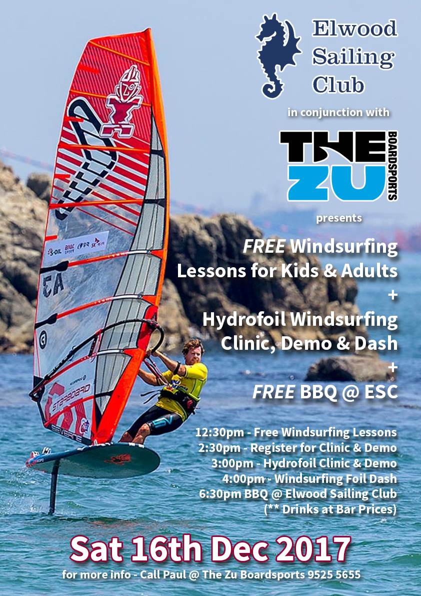 Windsurfing/Foiling day on 16th Dec at Elwood Sailing Club