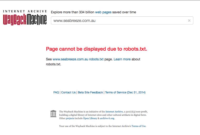 seabreeze not on Wayback machine