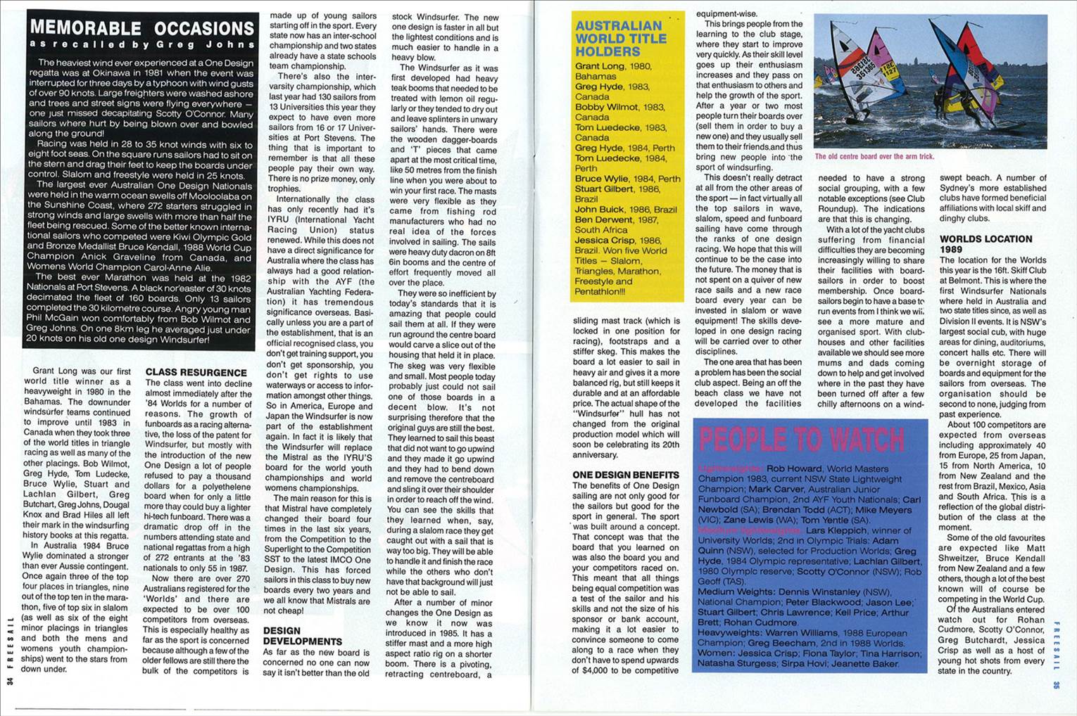 Free sail WOD worlds 1989 article