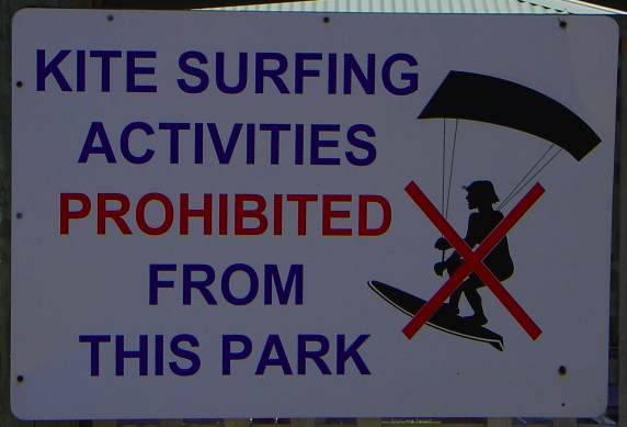 No kitesurfing