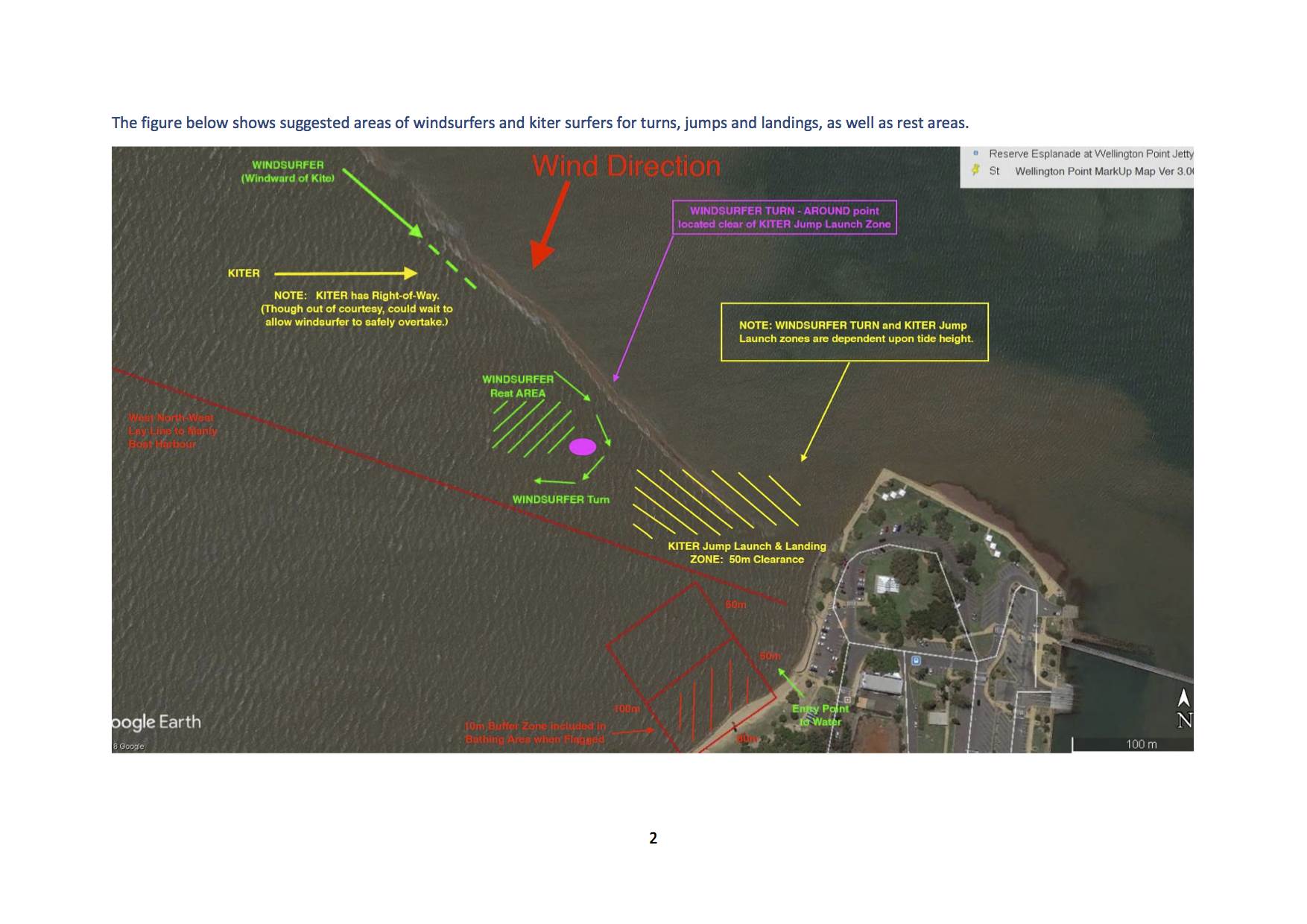 Wind & Kite Surfers around Proposed Bathing Area