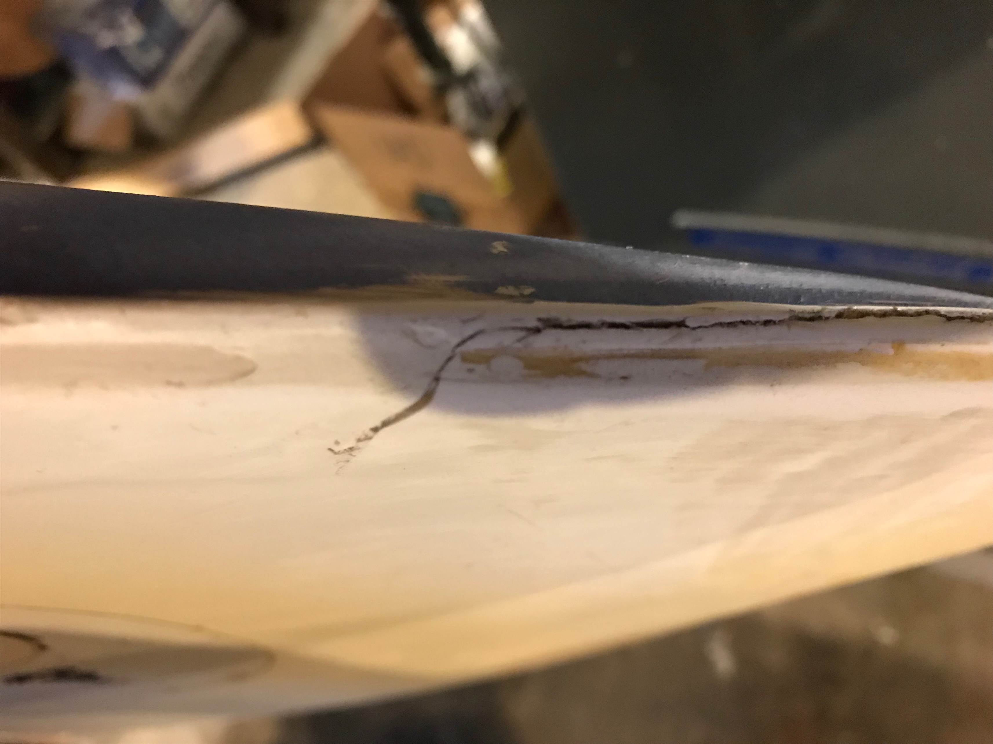 nose damage, splitting at the seam
