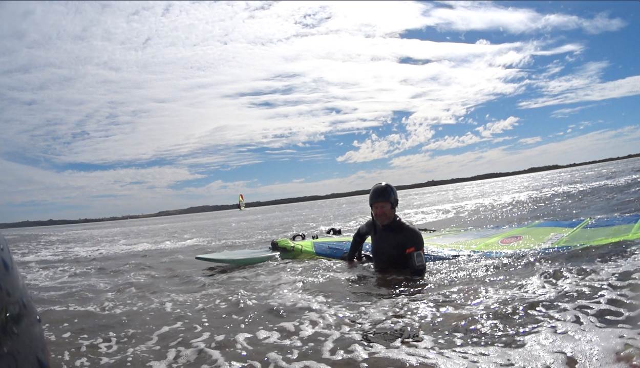 Waist deep in Glassy water with 16 knots of wind.