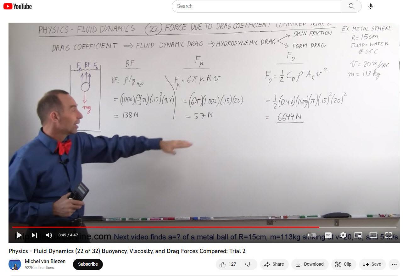 Physics - Fluid Dynamics (22 of 32) Buoyancy, Viscosity, and Drag Forces Compared: Trial 2