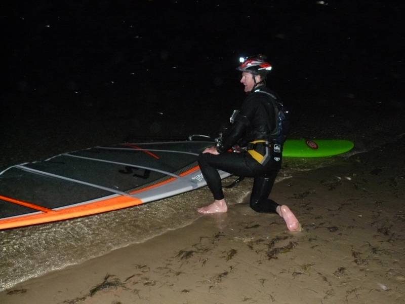 Sandy Point night sailing. Craig and Mat